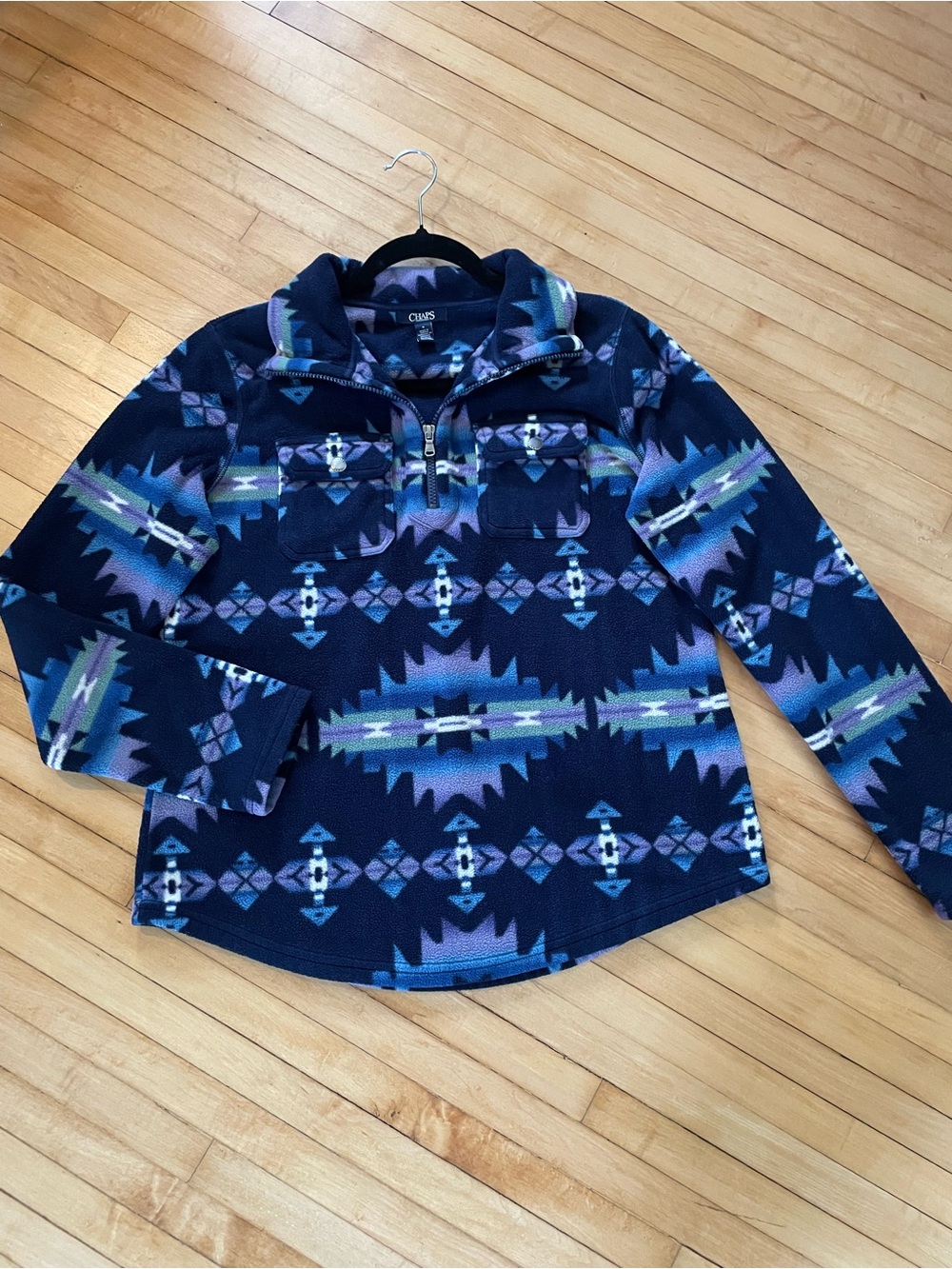 CHAPS Ralph Lauren Quarter Zip Pullover Fleece Aztec Navajo Western Rodeo